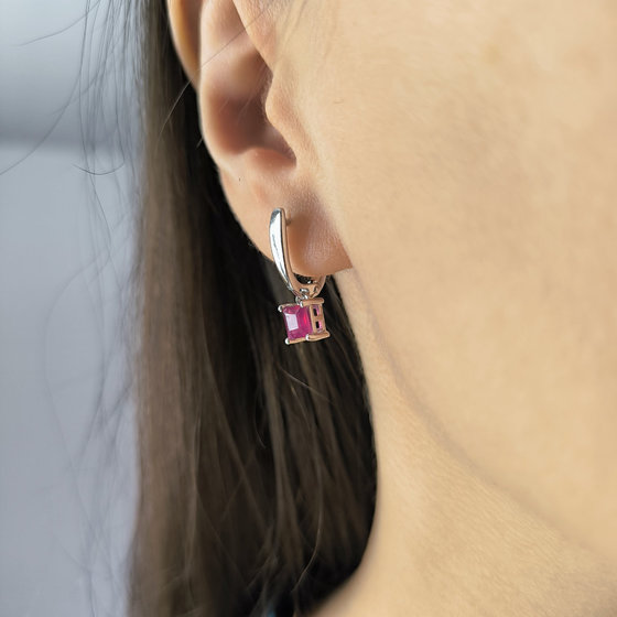 Серебряные серьги с рубином 1.99ct