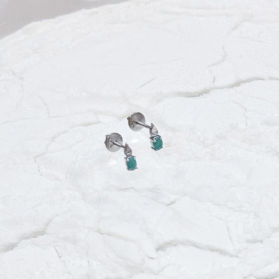 Серебряные серьги с изумрудом 0.405ct