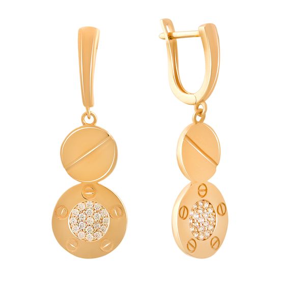 Золотые серьги с фианитами 0.38ct