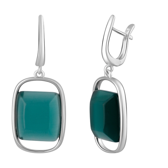 Серебряные серьги с кошачьим глазом 23.175ct