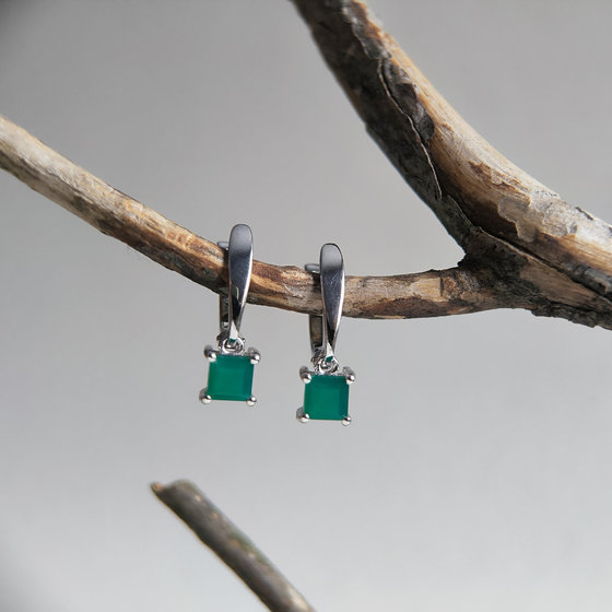 Серебряные серьги с агатом 1.167ct