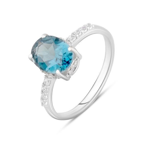 Серебряное кольцо с топазом Лондон Блю