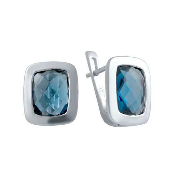 Серебряные серьги с топазом Лондон Блю 4.823ct