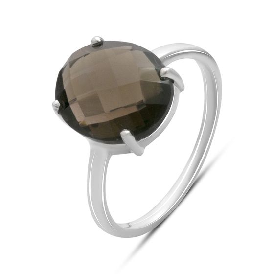 Серебряное кольцо с раухтопазом (дымчатым кварцем) 4.387ct