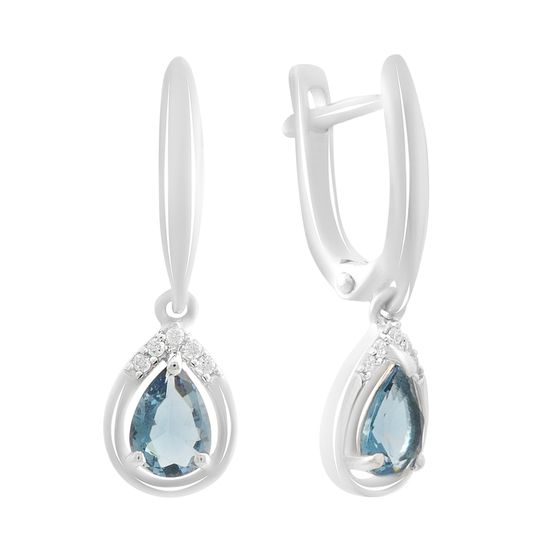 Серебряные серьги с топазом Лондон Блю 1.068ct