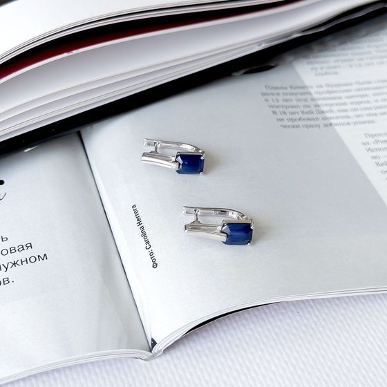 Серебряные серьги с сапфиром 3.22ct