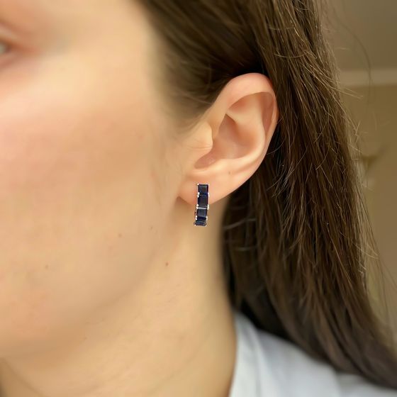 Серебряные серьги с сапфиром nano 2.123ct