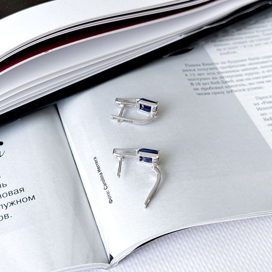 Серебряные серьги с сапфиром 3.22ct