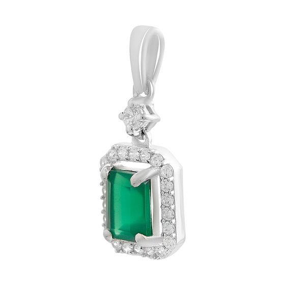 Серебряная подвеска с агатом 1.543ct, фианитами