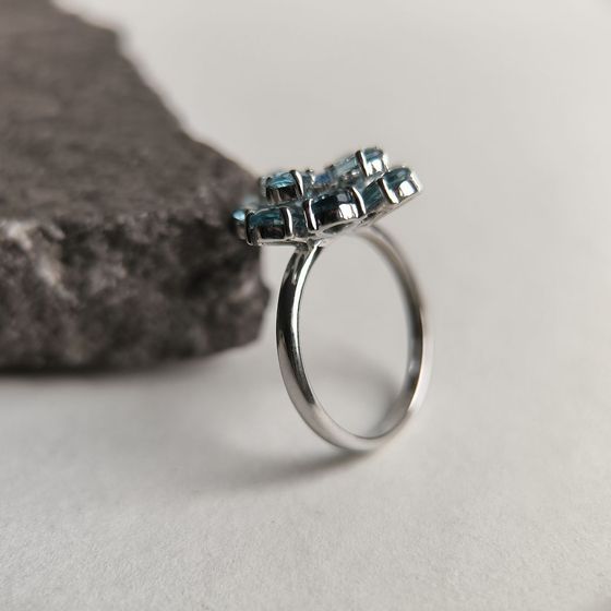 Серебряное кольцо с топазом Лондон Блю 3.038ct, топазом