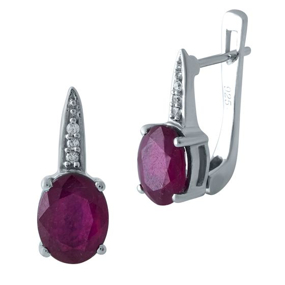 Серебряные серьги с рубином