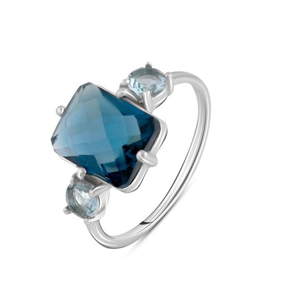 Серебряное кольцо с топазом Лондон Блю 3.03ct