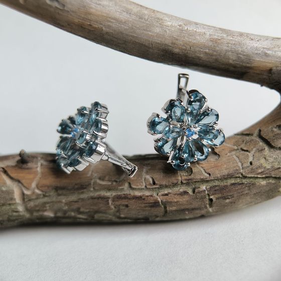 Серебряные серьги с топазом Лондон Блю, топазом