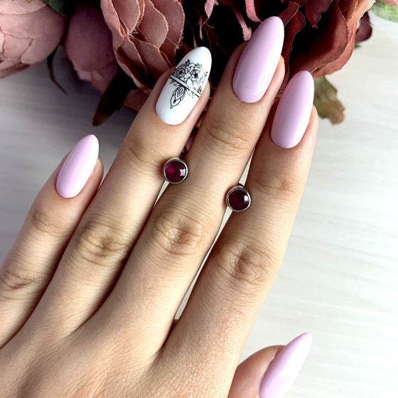 Серебряные серьги с рубином 1.565ct