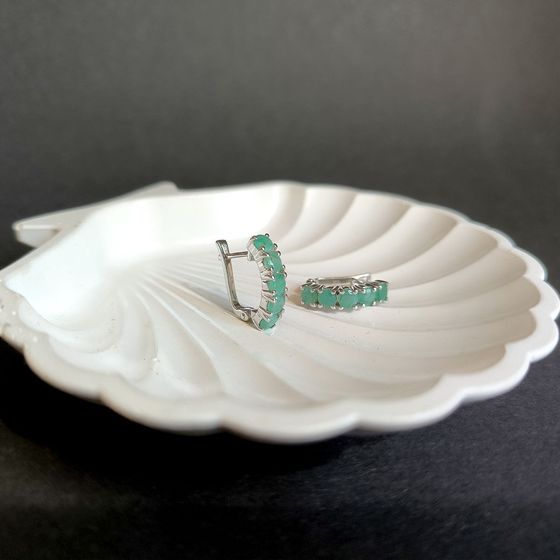 Серебряные серьги с изумрудом 2.4ct