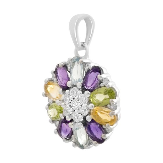 Серебряная подвеска с аметистом 3.087ct, цитрином, хризолітом, топазом
