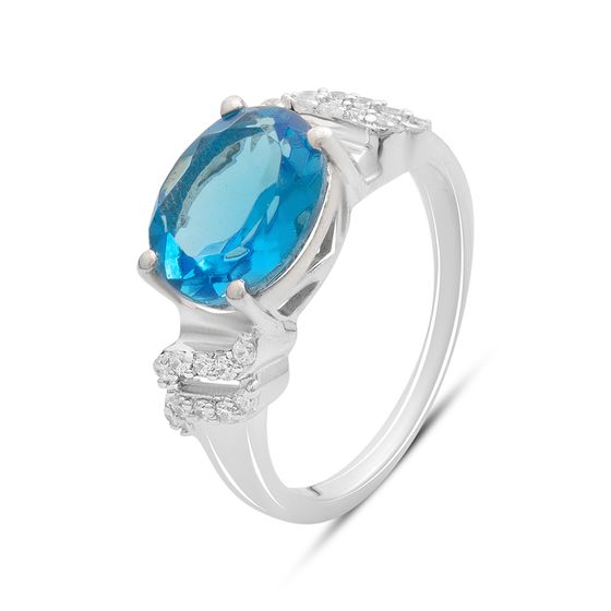 Серебряное кольцо с топазом 2.513ct, фианитами