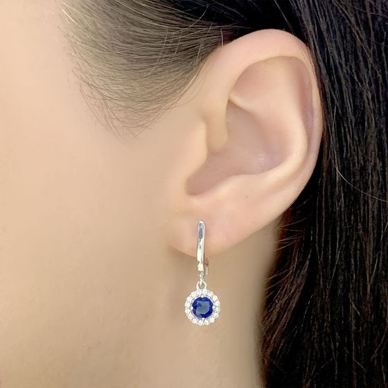Серебряные серьги с сапфиром nano 1.15ct