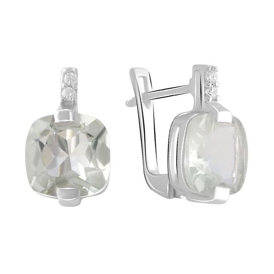 Серебряные серьги с зеленим аметистом 4.775ct