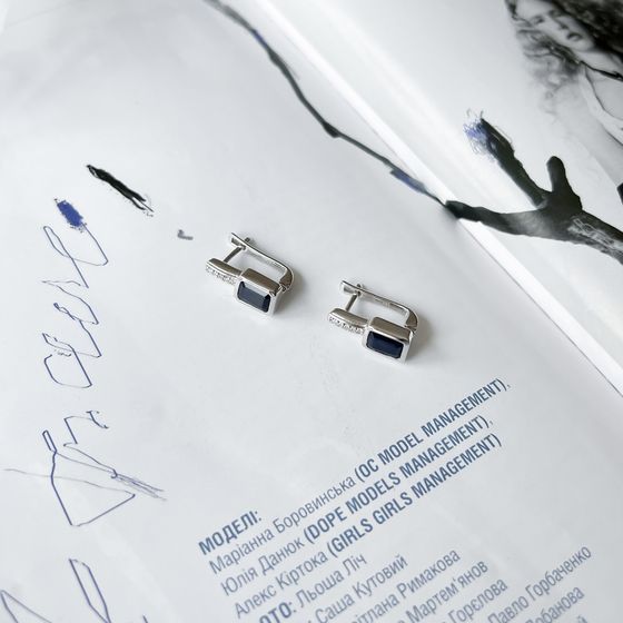 Серебряные серьги с сапфиром 2.363ct