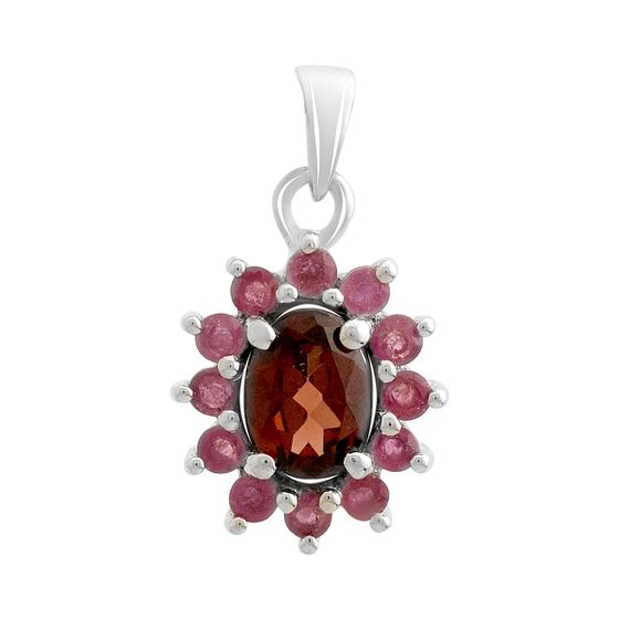 Серебряная подвеска с рубином 1.7ct, гранатом