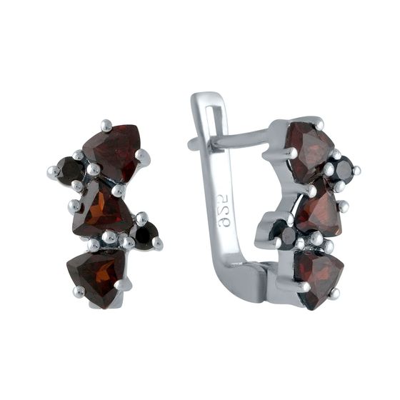 Серебряные серьги с гранатом 1.88ct