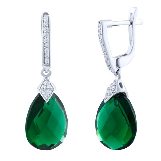 Серебряные серьги с изумрудом nano 8.565ct