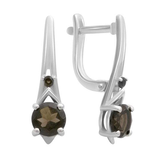 Серебряные серьги с раухтопазом (дымчатым кварцем) 1.617ct