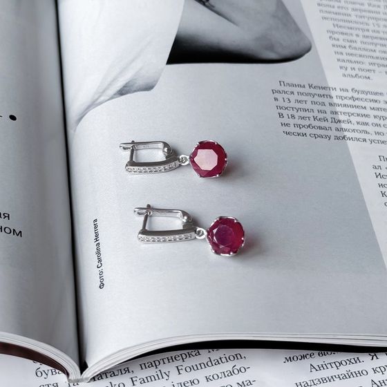 Серебряные серьги с рубином 8.2ct