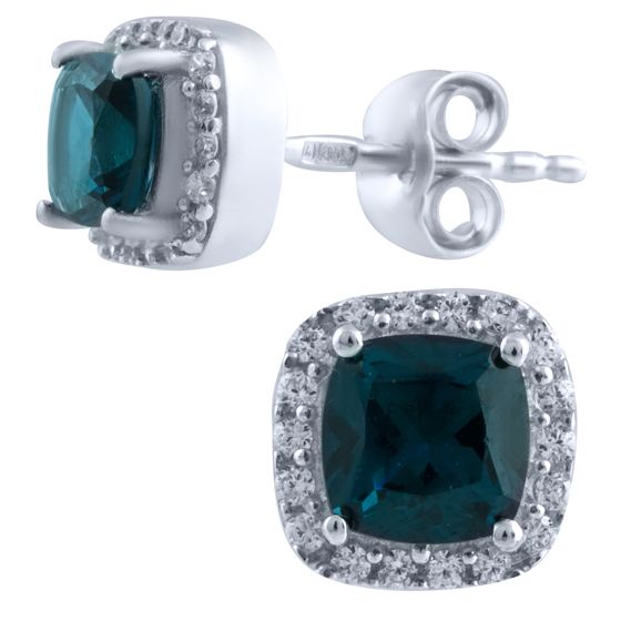Серебряные серьги с топазом Лондон Блю 1.234ct