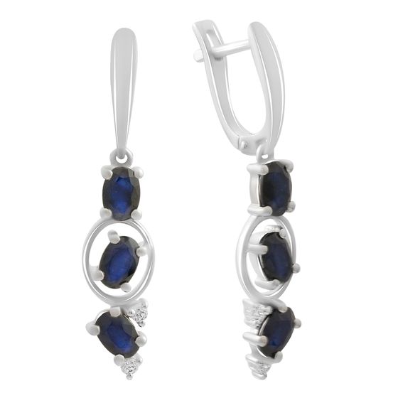 Серебряные серьги с сапфиром 3.407ct